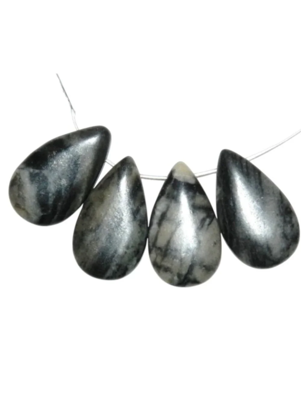 NG2137 Picasso Marble 31mm 4-Piece Teardrop Top-Drilled Gemstone Pendant Beads